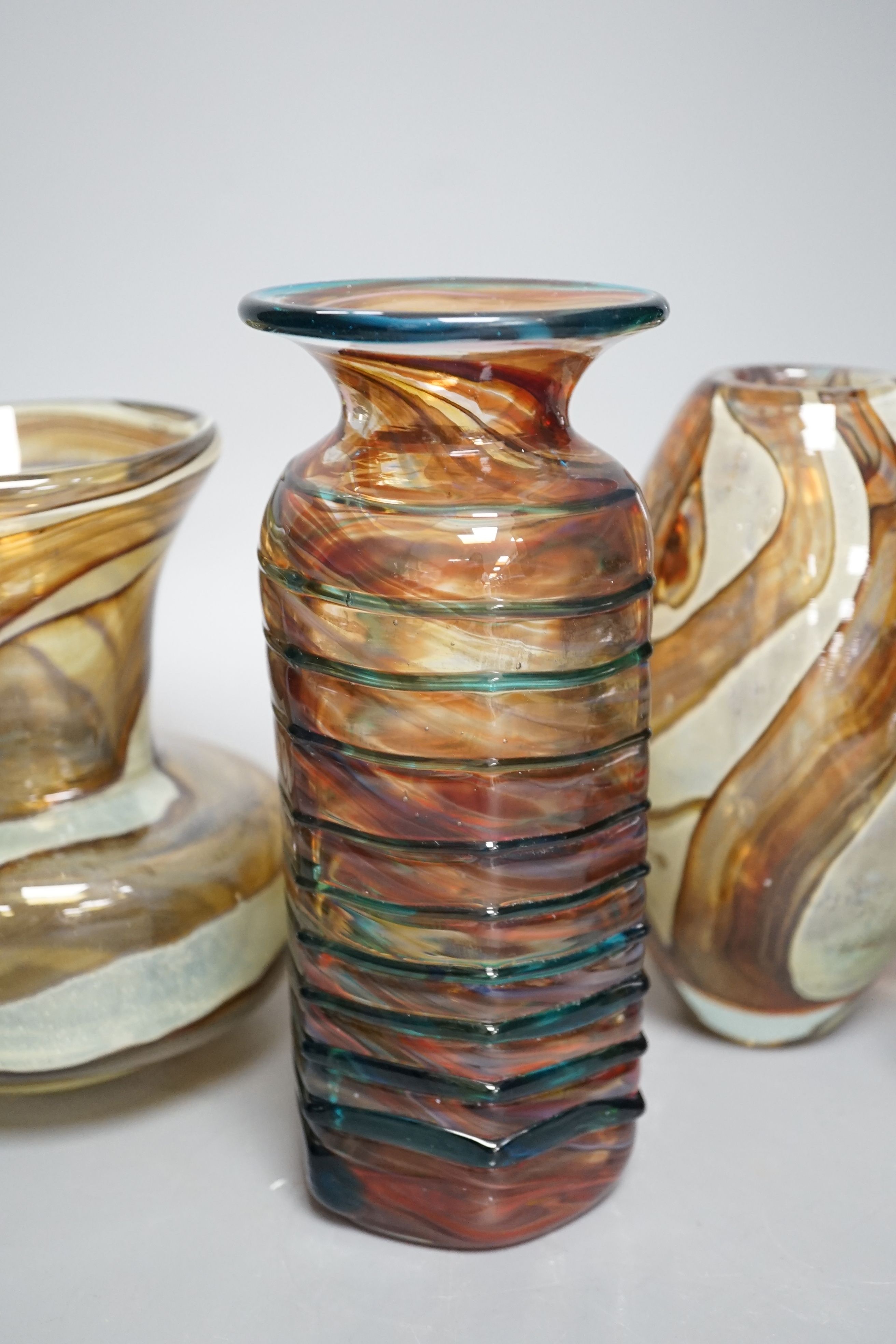 Five Medina art glass vases - tallest 20cm